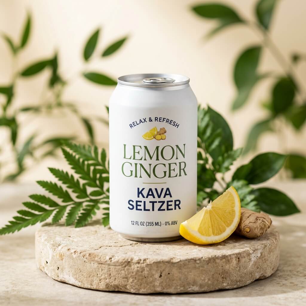 Mood Kava Lemon Ginger Seltzer Can flavor profile