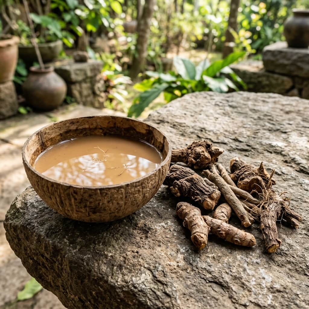 Traditional coconut bowl kava