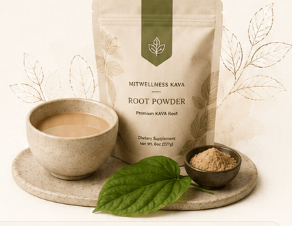 KAVA root powder, tea, leaves, and ritual essentials